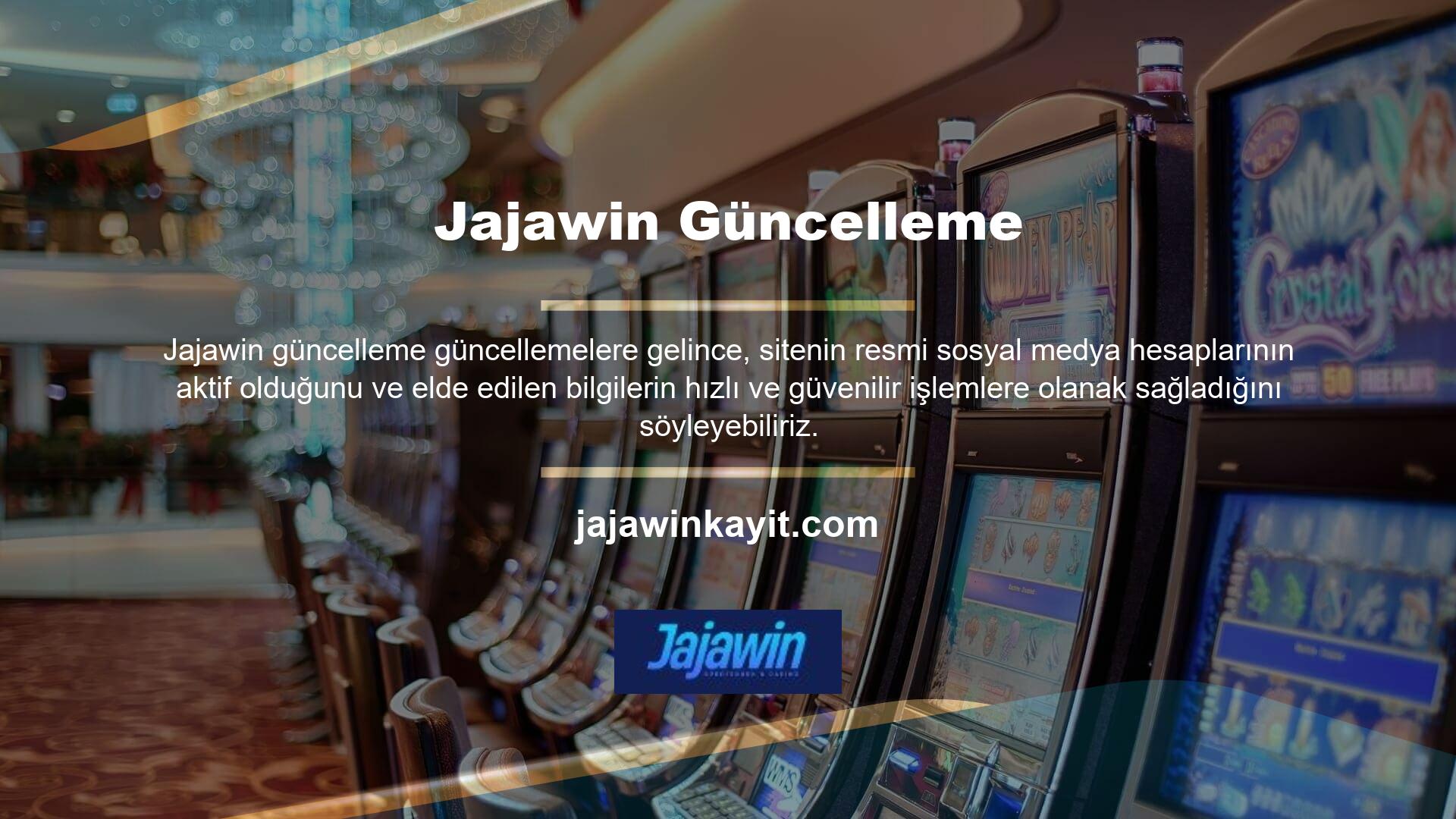 Jajawin web sitesi, mobil veya masaüstü oturum açma hakları sağlayan üyeler için seçeneklere sahiptir
